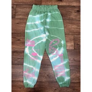 New Girl Order Dolls Kill Blue Green Tie Dye Jogger Sweatpants Sz 12 medium